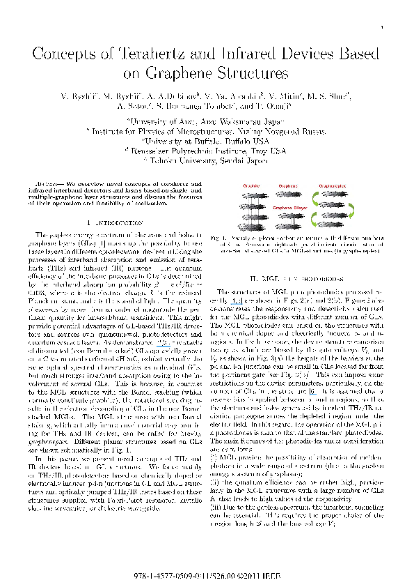 (PDF) Concepts of terahertz and infrared devices based on graphene ...