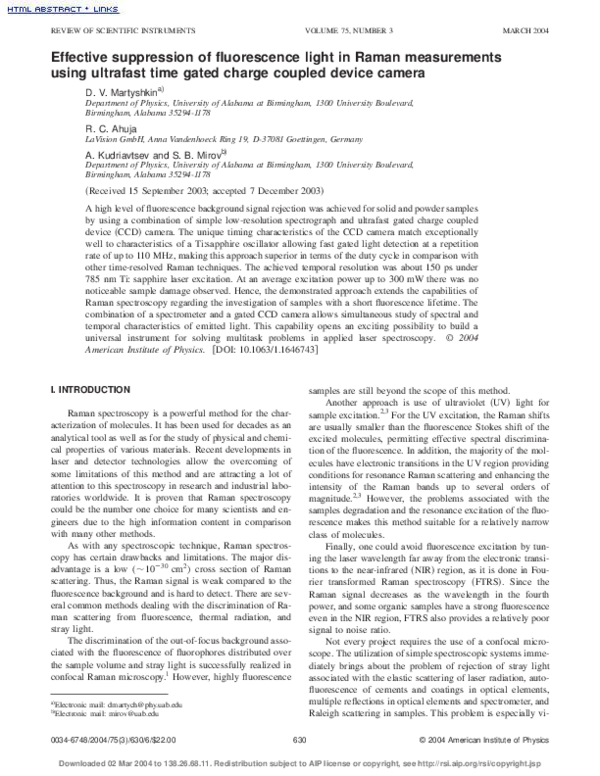 (PDF) Effective suppression of fluorescence light in Raman measurements ...
