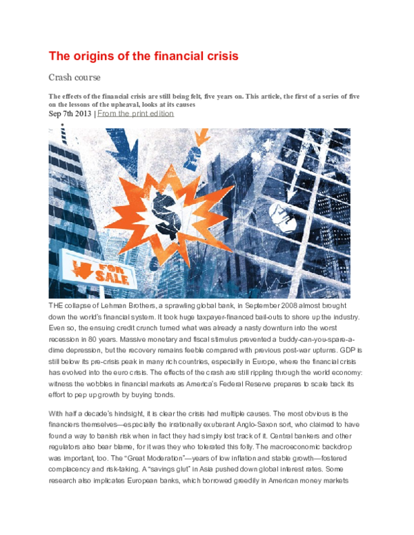 (DOC) The origins of the financial crisis
