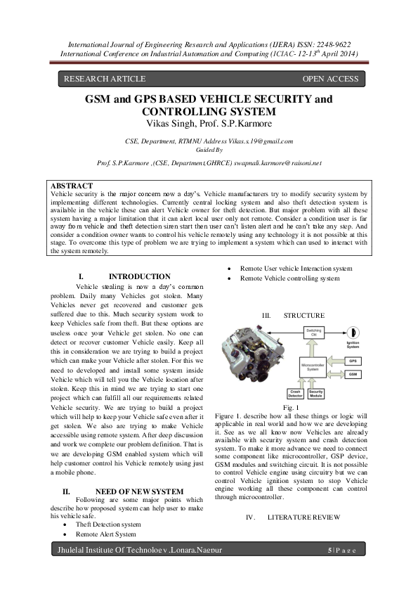 (PDF) GSM and GPS BASED VEHICLE SECURITY and CONTROLLING SYSTEM