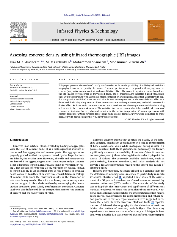 (PDF) Assessing concrete density using infrared thermographic (IRT) images