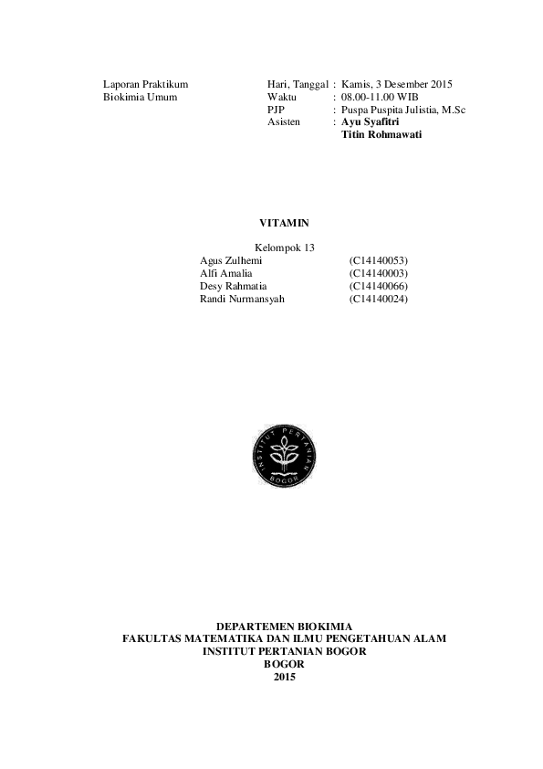 Pdf Laporan Biokimiavitamin 2015 Alfi Amalia Academia Edu