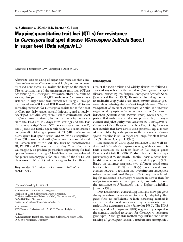 (PDF) Mapping quantitative trait loci (QTLs) for resistance to ...