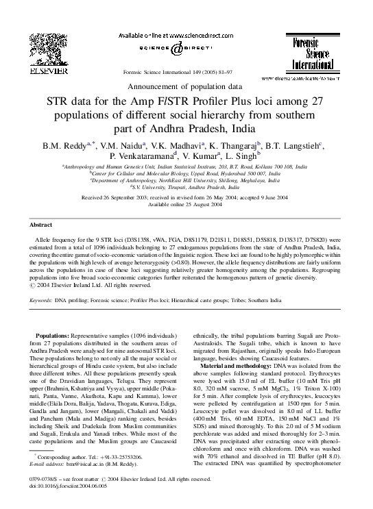 (PDF) STR data for the Amp F lSTR Profiler Plus loci among 27 ...