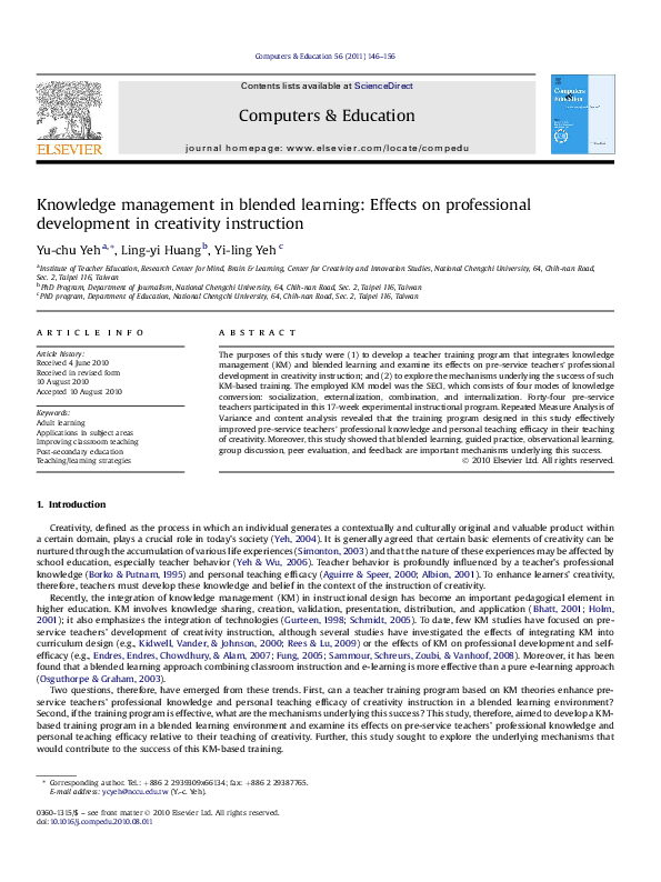 (PDF) Knowledge management in blended learning: Effects on professional ...