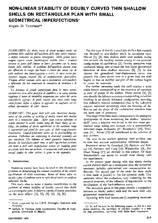 (PDF) Non-linear stability of doubly curved thin shallow shells on ...