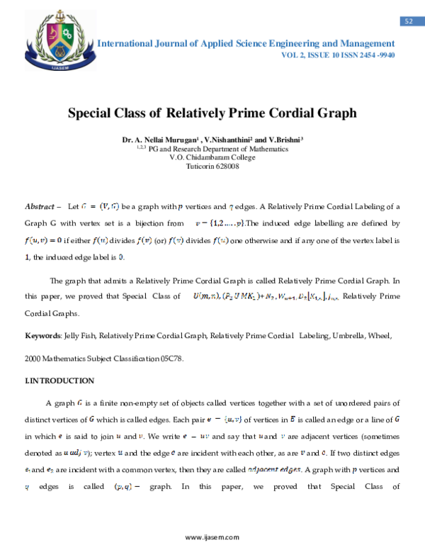  pdf special class of relatively prime cordial graph