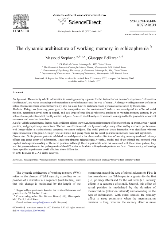 (PDF) 2007 Massoud and Pellizzer, The dynamic architecture of working ...