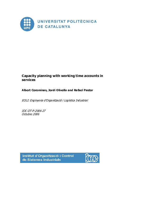 (PDF) Capacity planning with working time accounts in services | Jordi ...