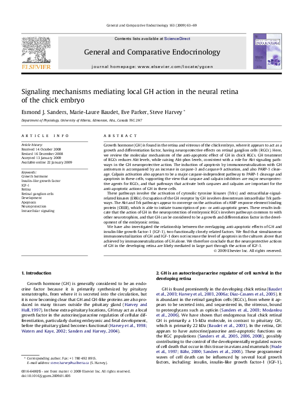 (PDF) Signaling mechanisms mediating local GH action in the neural ...