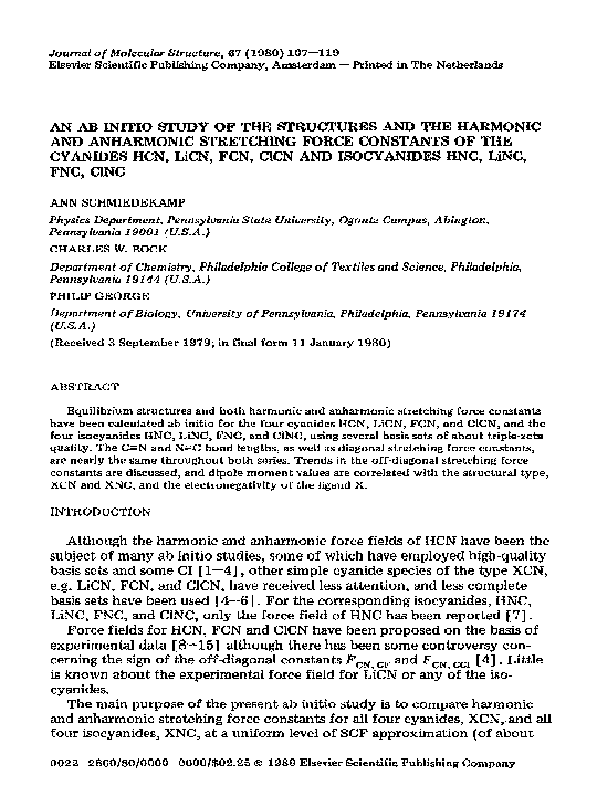 (PDF) An ab initio study of the structures and the harmonic and ...