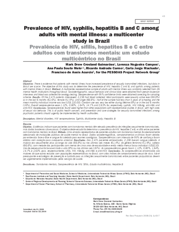 (PDF) Prevalence of HIV, syphilis, hepatitis B and C among adults with ...