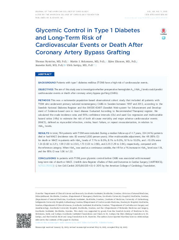 (PDF) Glycemic Control in Type 1 Diabetes and Long-Term Risk of ...