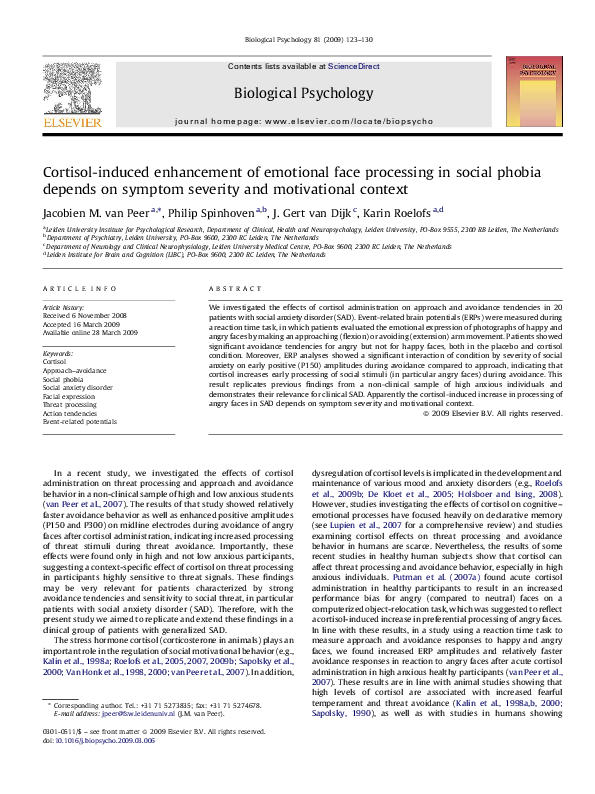 (PDF) Cortisol-induced enhancement of emotional face processing in ...