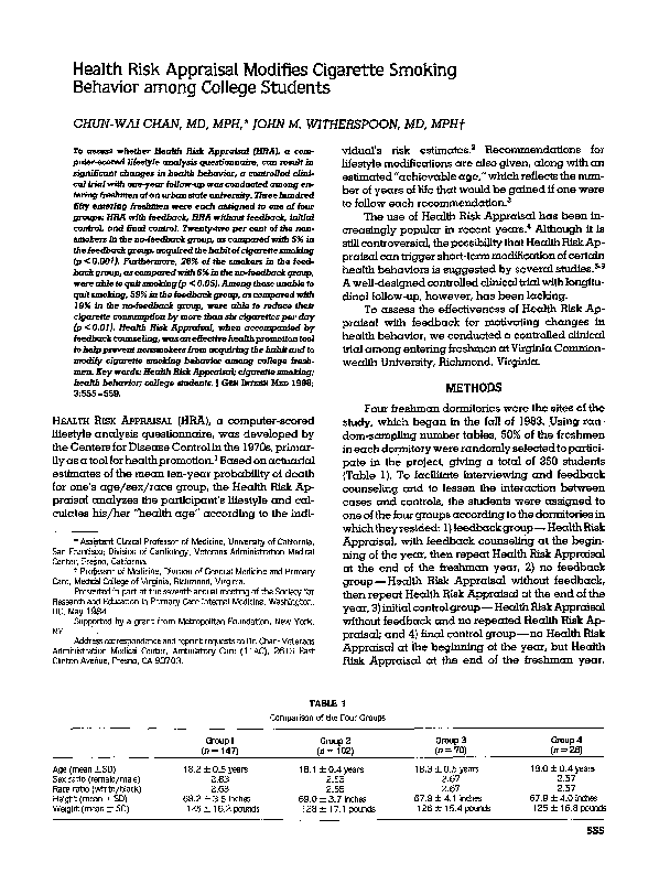 (PDF) Health risk appraisal modifies cigarette smoking behavior among ...