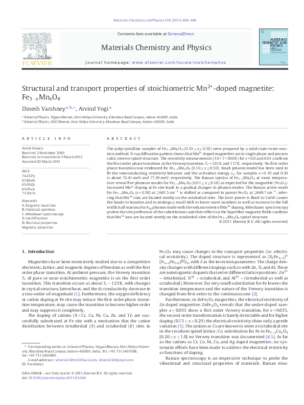 (PDF) Structural and transport properties of stoichiometric and Cu 2 ...