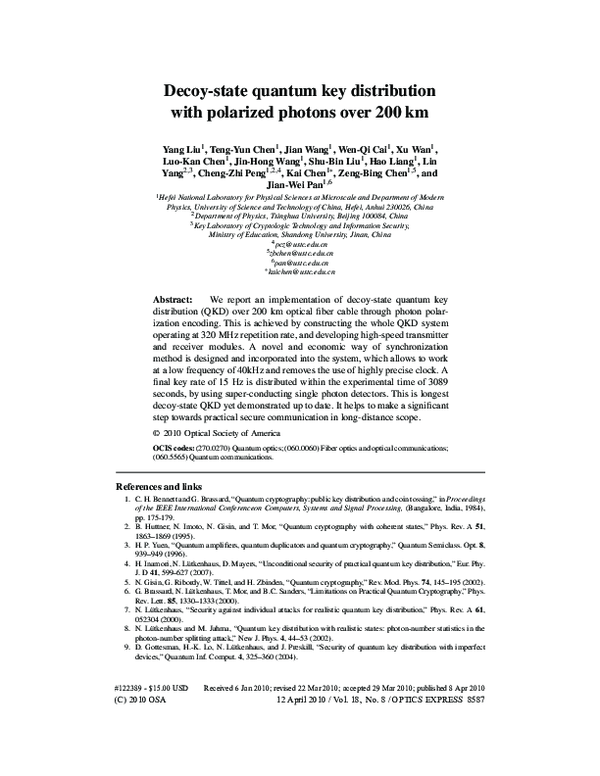 (PDF) Decoy-state quantum key distribution with polarized photons over ...