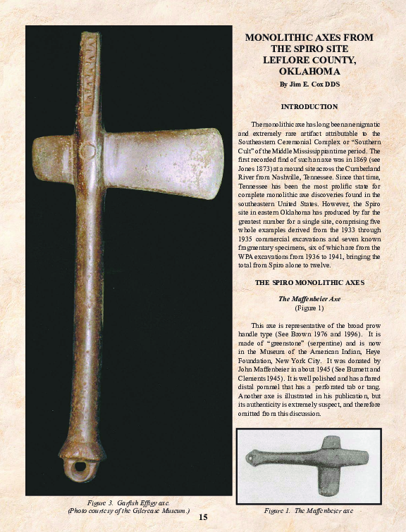 (PDF) Monolithic Axes From The Spiro Site, LeFlore County, Oklahoma