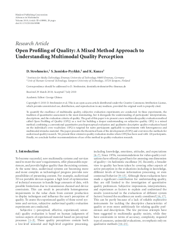 (PDF) Open Profiling of Quality: A Mixed Method Approach to ...