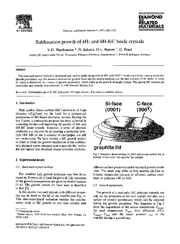 (PDF) Sublimation growth of 4H and 6HSiC boule crystals Volker