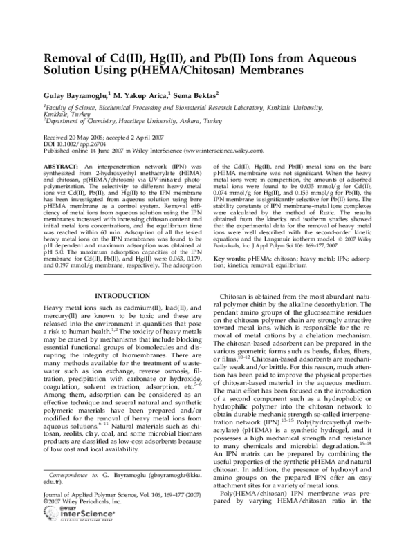 (PDF) Removal of Cd(II), Hg(II), and Pb(II) ions from aqueous solution ...