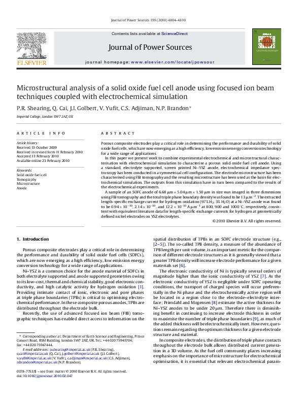 (PDF) Microstructural analysis of a solid oxide fuel cell anode using ...
