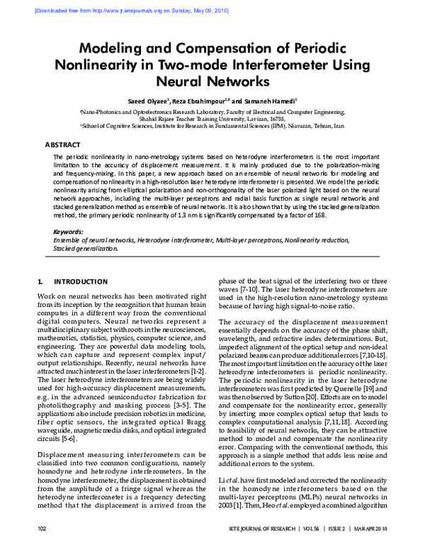 (PDF) Modeling and Compensation of Periodic Nonlinearity in Two-mode ...