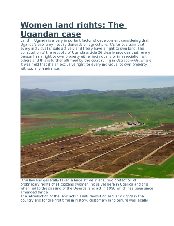 (DOC) Women land rights The Ugandan case Derrick Araali Academia.edu