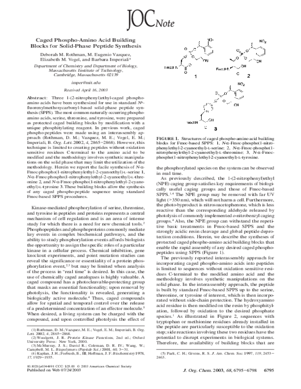(PDF) Caged PhosphoAmino Acid Building Blocks for SolidPhase Peptide