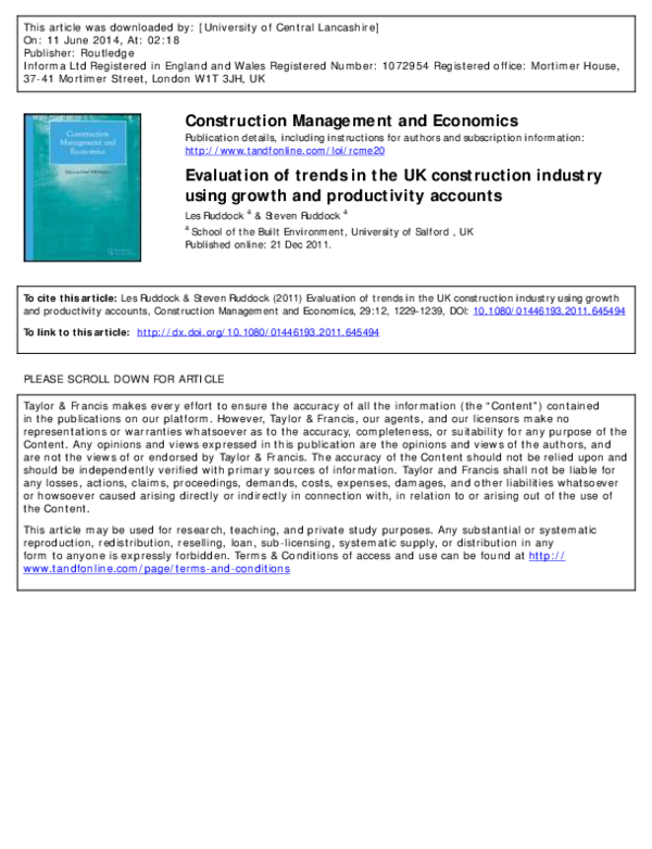 (PDF) Evaluation of trends in the UK construction industry using growth ...
