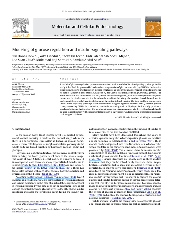(PDF) Modeling of glucose regulation and insulin-signaling pathways