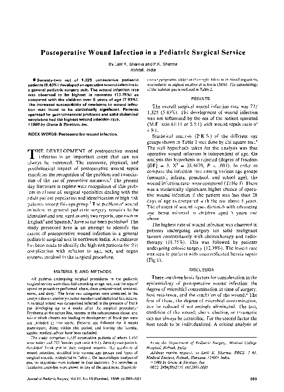 (PDF) Postoperative wound infection in a pediatric surgical service
