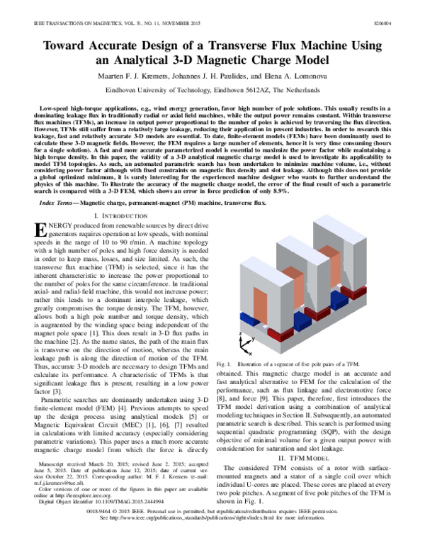 (PDF) Toward Accurate Design of a Transverse Flux Machine Using an ...