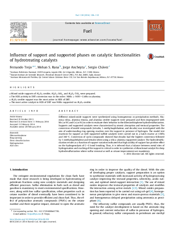 (PDF) Influence of support and supported phases on catalytic ...