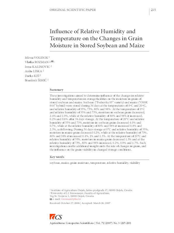 Influence Of Relative Humidity And Temperature On Changes In Grain Influence Of Relative Humidity And Temperature On Changes In Grain Moisture D Wheat Sunflower