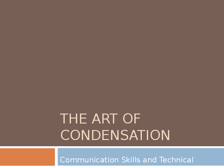 Ppt 11 The Art Of Condensation Ppt