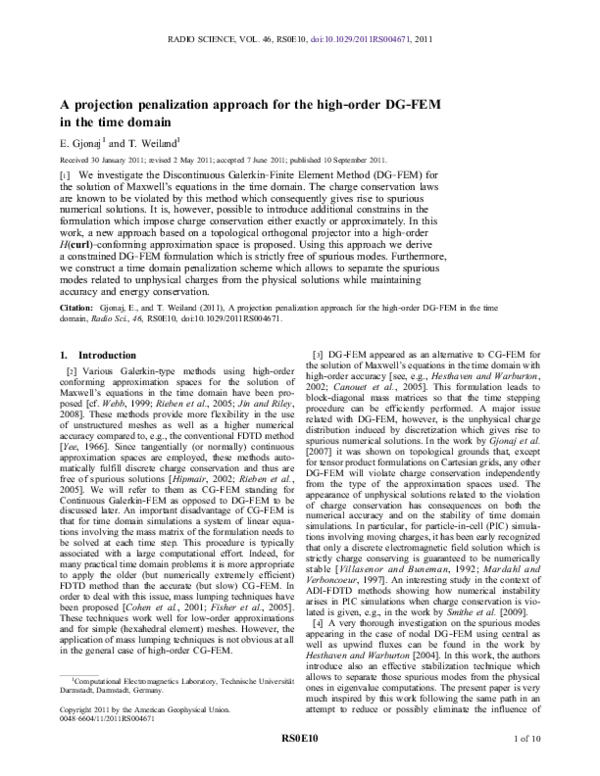 (PDF) A projection penalization approach for the high order DG-FEM in ...