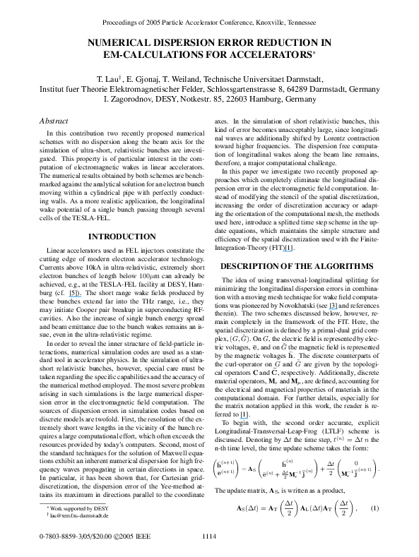 (PDF) Numerical Dispersion Error Reduction in EM-Calculations for ...