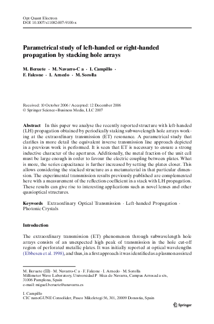 (PDF) Parametrical study of left-handed or right-handed propagation by ...