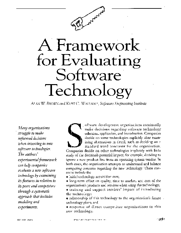 (PDF) A Framework for Evaluating Software Technology