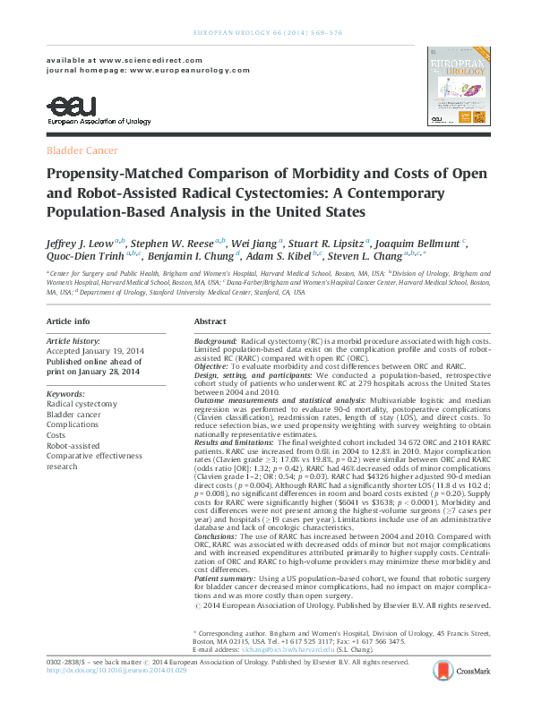 (PDF) Propensity-Matched Comparison of Morbidity and Costs of Open and ...
