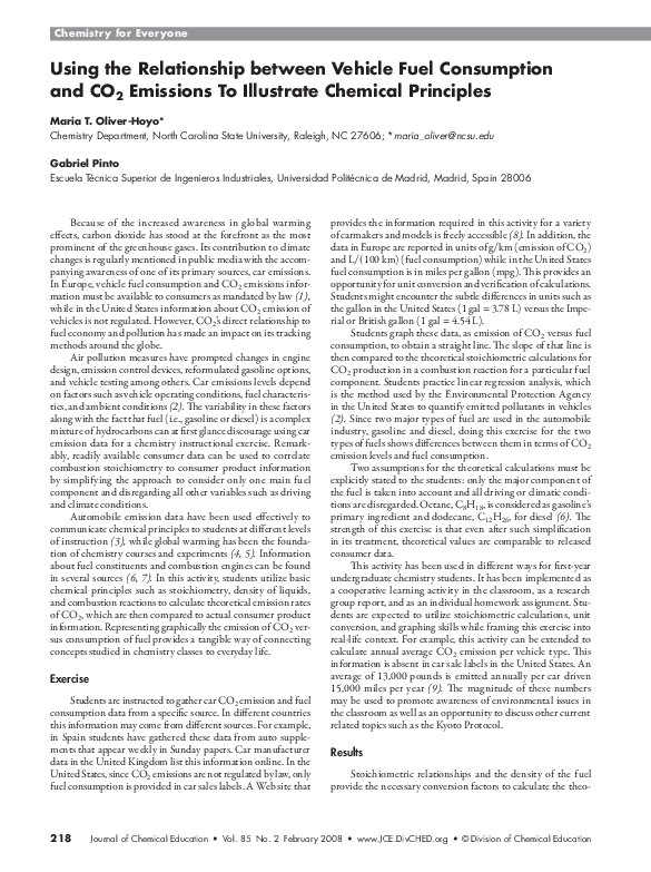 (PDF) Using the Relationship between Vehicle Fuel Consumption and CO2 ...