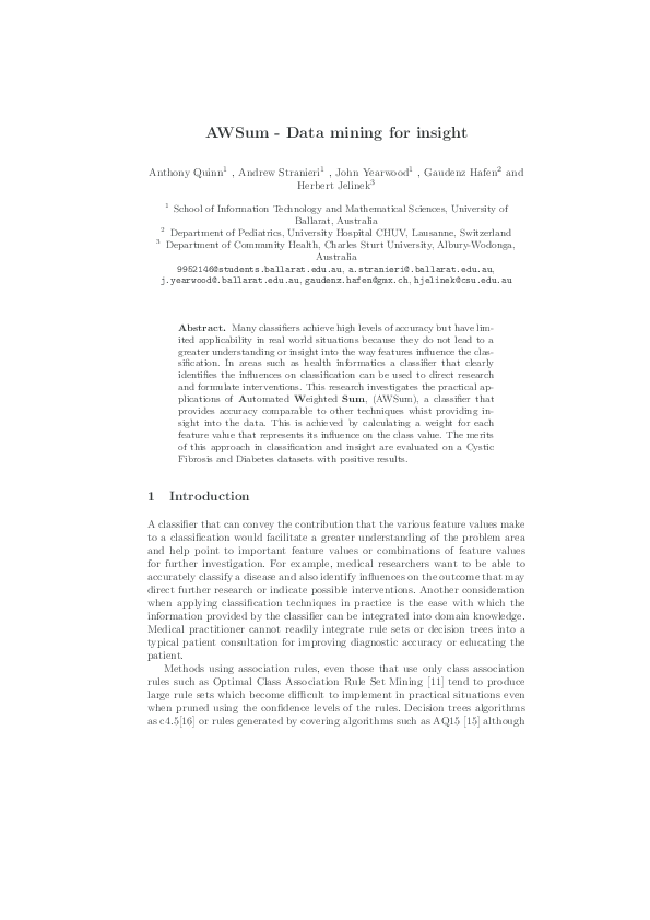 (PDF) AWSum–Combining Classification with Knowledge Aquisition