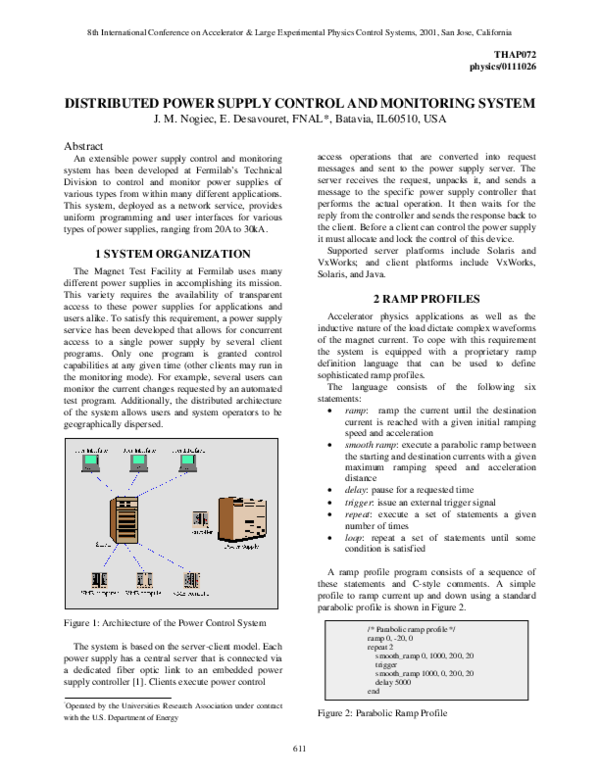 (PDF) Distributed Power Supply Control and Monitoring System | Jerzy ...