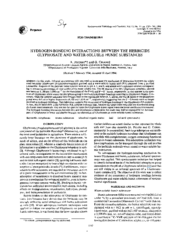 (PDF) Hydrogenbonding interactions between the herbicide glyphosate