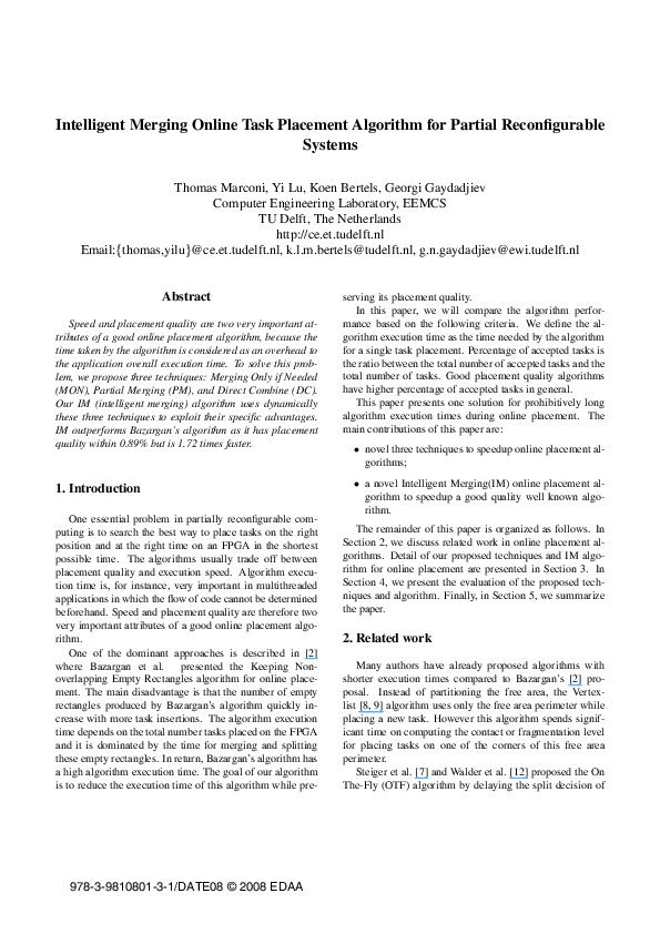 (PDF) Intelligent Merging Online Task Placement Algorithm for Partial ...