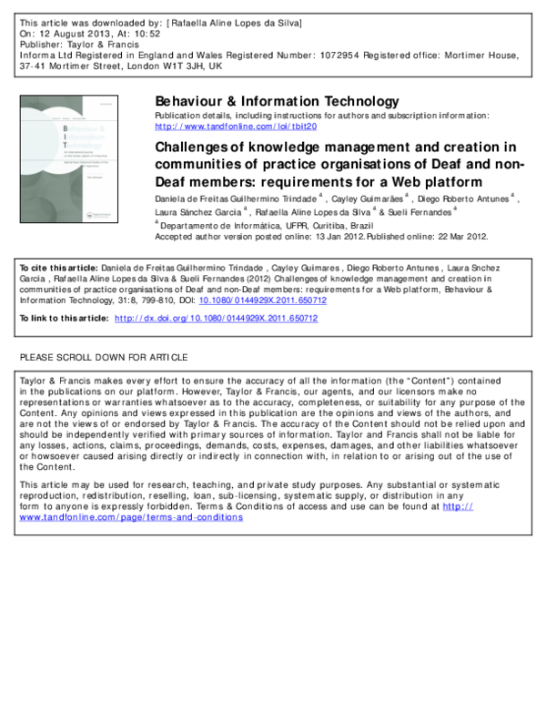 (PDF) Challenges of knowledge management and creation in communities of ...