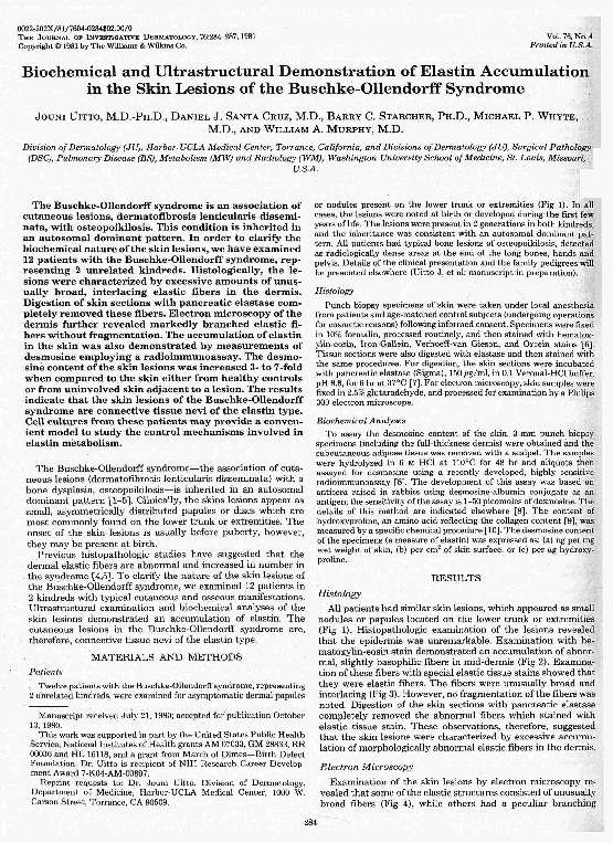 (PDF) Biochemical and Ultrastructural Demonstration of Elastin