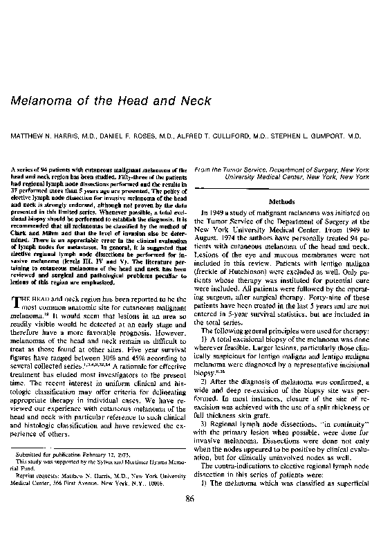 (PDF) Melanoma of the head and neck
