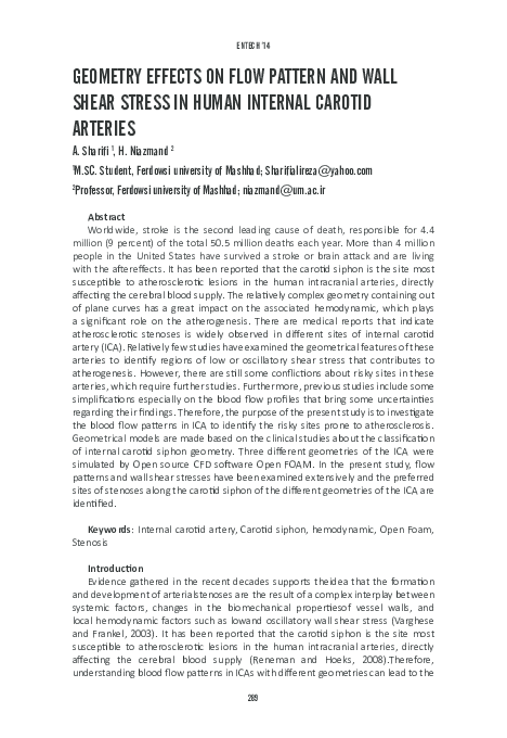 (PDF) Geometry effects on flow pattern and wall shear stress in human ...